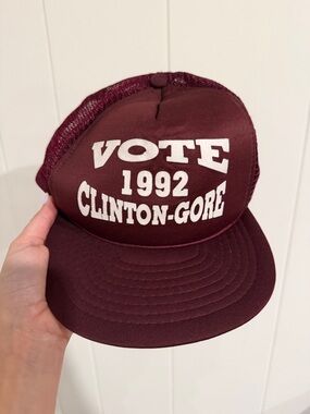 Vintage Maroon "Vote 1992 Clinton-Gore" Mesh Trucker Hat
